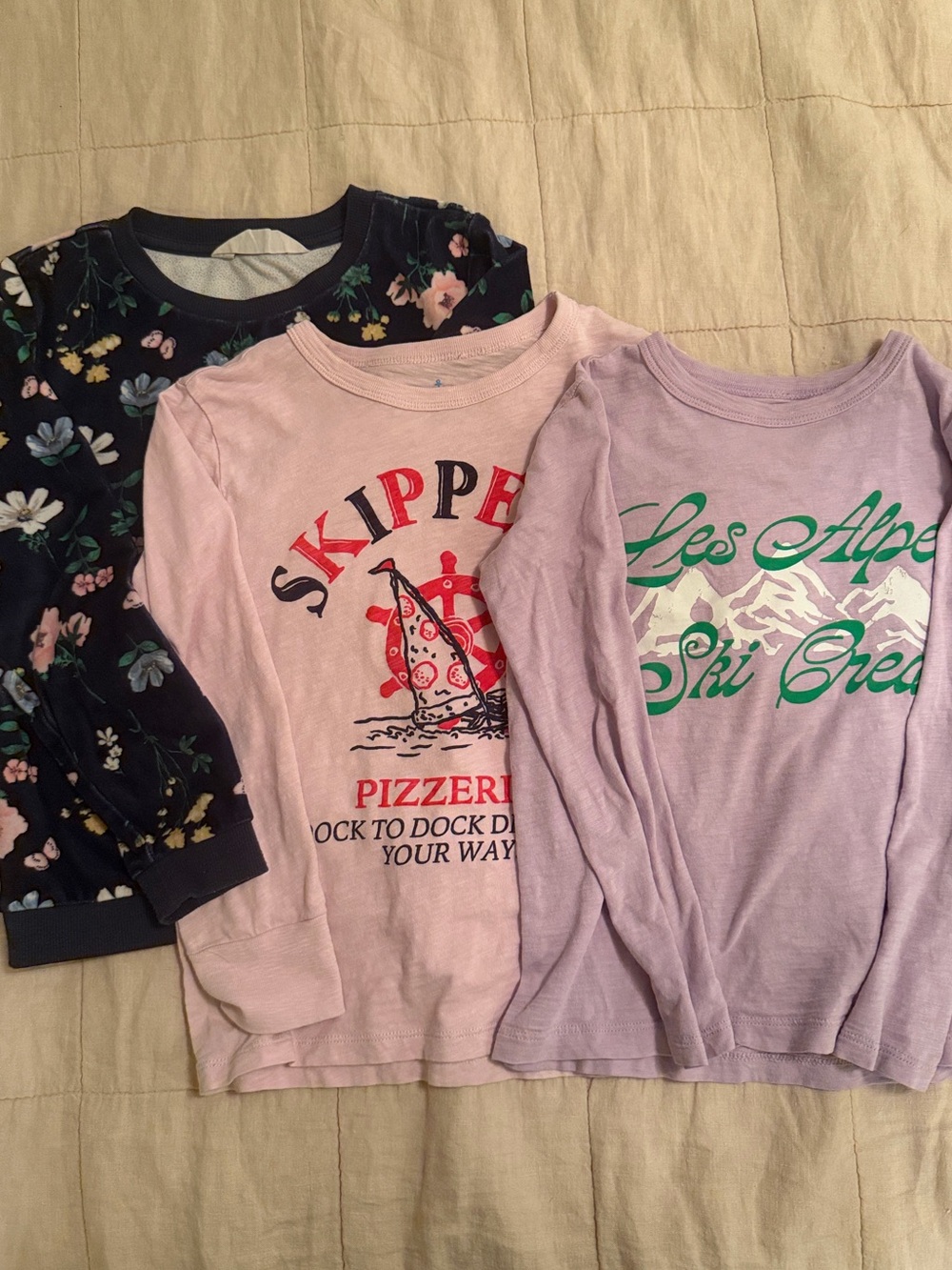 CrewCuts JCrew girls Long-Sleeve Graphic tissue Tee Lot 6-7 / H&M sweatshirt 6-8